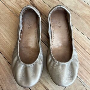 Tieks Gold Ballet Flats with Elastic Trim